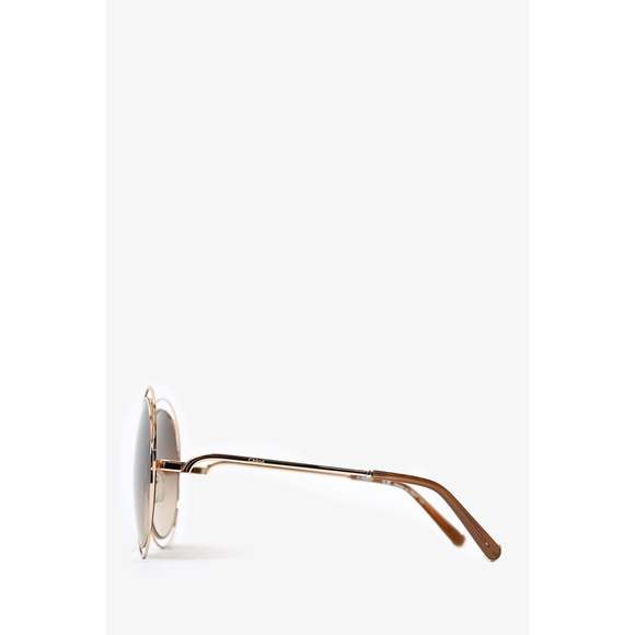 Chloe Gold Wire Frame Circle Sunglasses with Gradient Lens - Picture 3 of 3